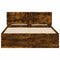 vidaXL Bed Frame with Headboard and LED Smoked Oak 140x200 cm