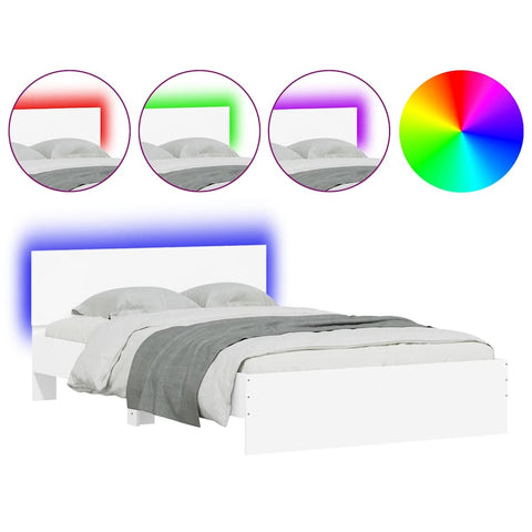 vidaXL Bed Frame with Headboard and LED White 120x200 cm