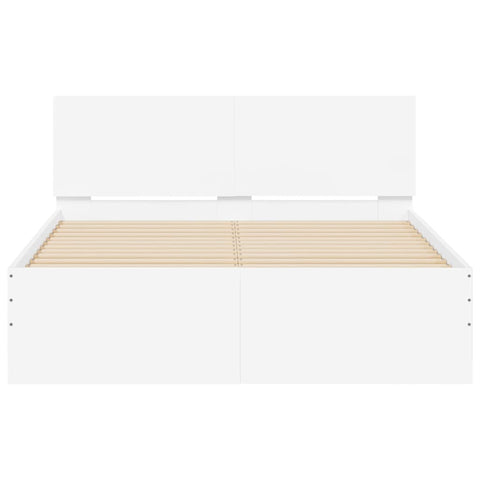 vidaXL Bed Frame with Headboard and LED White 120x200 cm