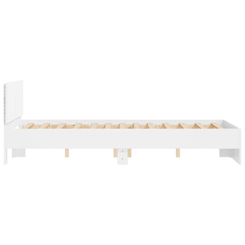 vidaXL Bed Frame with Headboard and LED White 120x200 cm