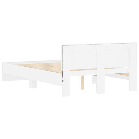 vidaXL Bed Frame with Headboard and LED White 120x200 cm