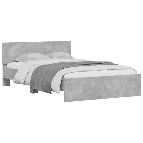 vidaXL Bed Frame with Headboard and LED Concrete Grey 140x190 cm