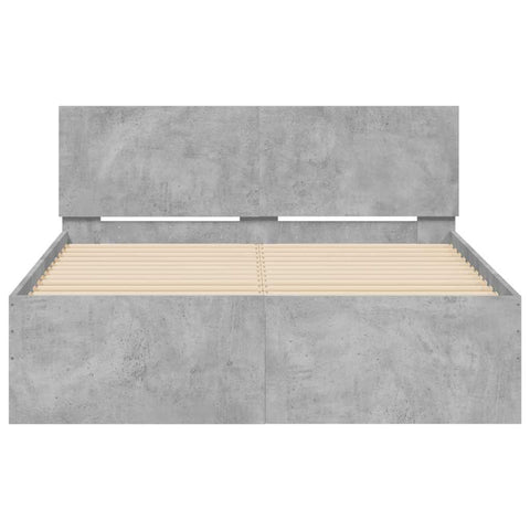 vidaXL Bed Frame with Headboard and LED Concrete Grey 140x190 cm