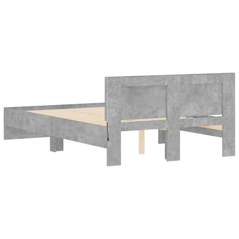 vidaXL Bed Frame with Headboard and LED Concrete Grey 140x190 cm