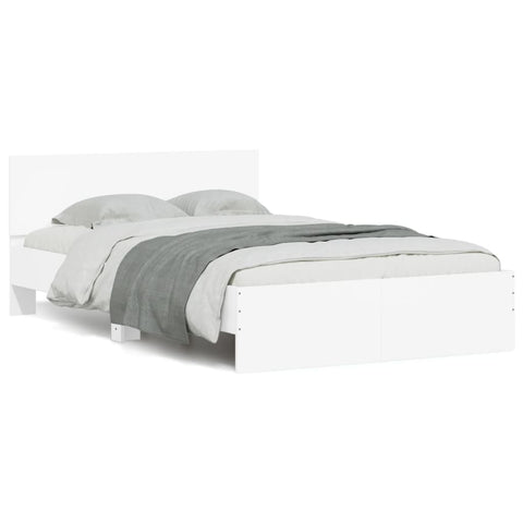 vidaXL Bed Frame with LED without Mattress White 135x190 cm Double