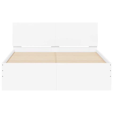 vidaXL Bed Frame with LED without Mattress White 135x190 cm Double