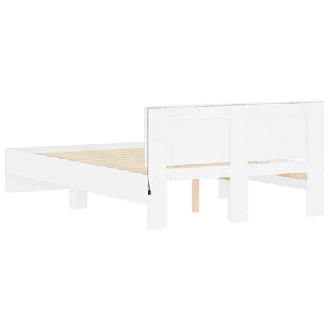 vidaXL Bed Frame with LED without Mattress White 135x190 cm Double