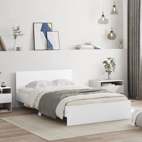 vidaXL Bed Frame with LED without Mattress White 135x190 cm Double