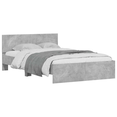 vidaXL Bed Frame with Headboard and LED Concrete Grey 135x190 cm Double
