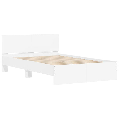 vidaXL Bed Frame with Headboard and LED White 120x190 cm Small Double