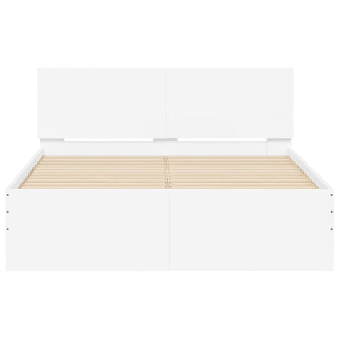vidaXL Bed Frame with Headboard and LED White 120x190 cm Small Double
