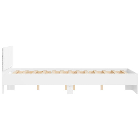 vidaXL Bed Frame with Headboard and LED White 120x190 cm Small Double