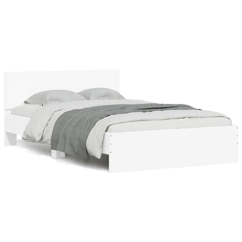 vidaXL Bed Frame with Headboard and LED White 120x190 cm Small Double