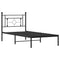 vidaXL Metal Bed Frame without Mattress with Headboard Black 90x190cm