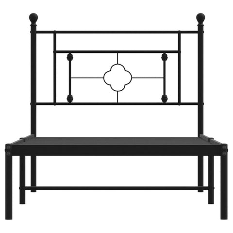 vidaXL Metal Bed Frame without Mattress with Headboard Black 90x190cm