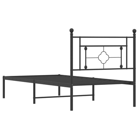 vidaXL Metal Bed Frame without Mattress with Headboard Black 90x190cm