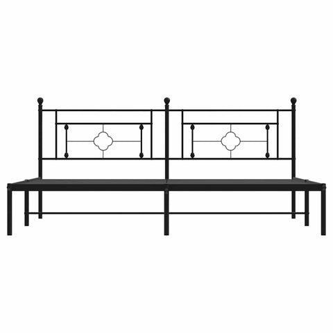 vidaXL Metal Bed Frame without Mattress with Headboard Black 193x203cm