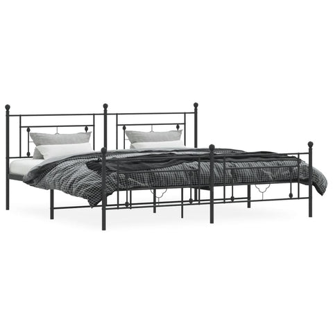 vidaXL Metal Bed Frame without Mattress with Footboard Black 200x200cm