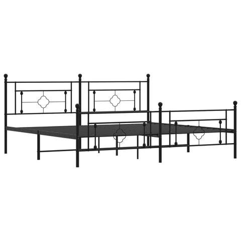 vidaXL Metal Bed Frame without Mattress with Footboard Black 200x200cm