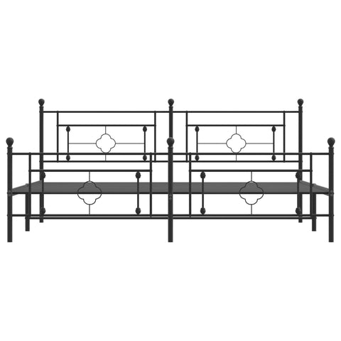vidaXL Metal Bed Frame without Mattress with Footboard Black 200x200cm