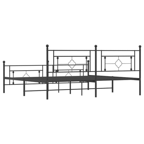 vidaXL Metal Bed Frame without Mattress with Footboard Black 200x200cm
