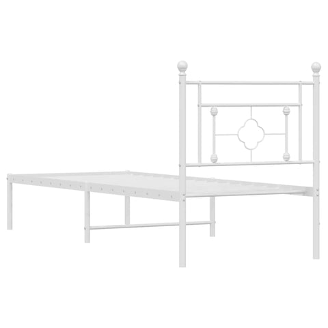 vidaXL Metal Bed Frame without Mattress with Headboard White 80x200cm