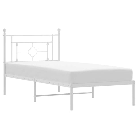 vidaXL Metal Bed Frame without Mattress with Headboard White 90x190cm