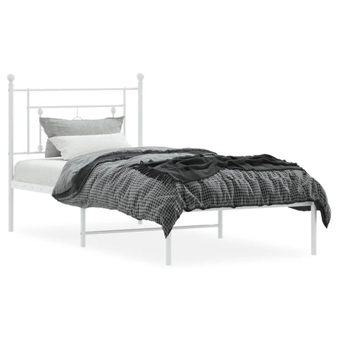 vidaXL Metal Bed Frame without Mattress with Headboard White 90x190cm