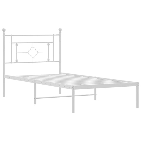 vidaXL Metal Bed Frame without Mattress with Headboard White 90x190cm