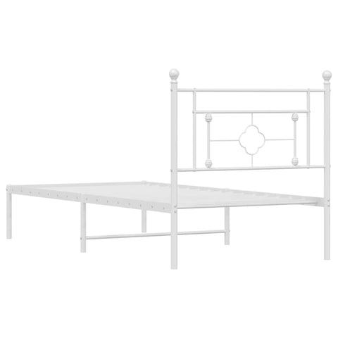 vidaXL Metal Bed Frame without Mattress with Headboard White 90x190cm