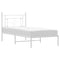vidaXL Metal Bed Frame without Mattress with Headboard White 90x200cm
