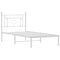 vidaXL Metal Bed Frame without Mattress with Headboard White 90x200cm