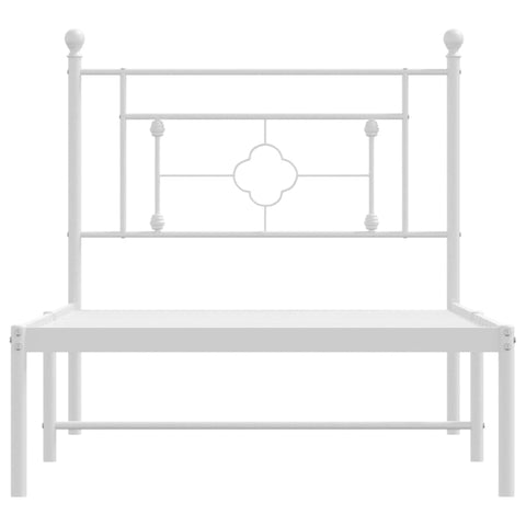 vidaXL Metal Bed Frame without Mattress with Headboard White 90x200cm