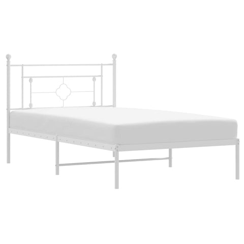 vidaXL Metal Bed Frame without Mattress with Headboard White 107x203cm