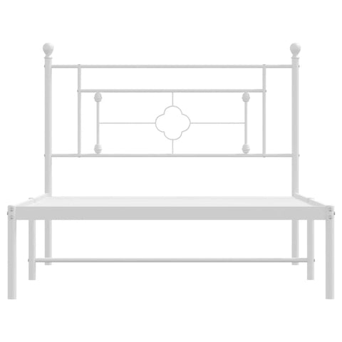vidaXL Metal Bed Frame without Mattress with Headboard White 107x203cm