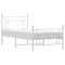 vidaXL Metal Bed Frame without Mattress with Footboard White 100x190cm