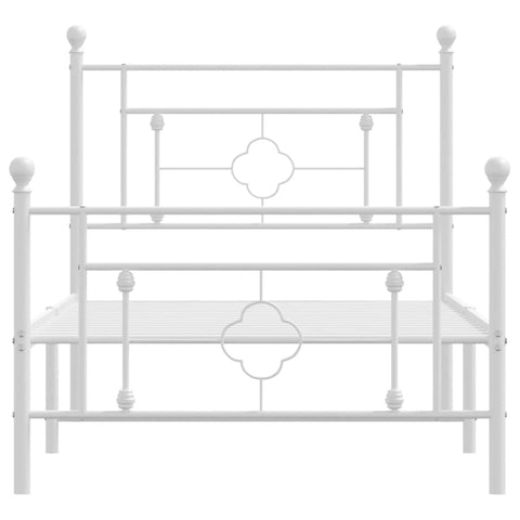 vidaXL Metal Bed Frame without Mattress with Footboard White 100x190cm