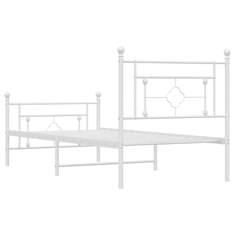 vidaXL Metal Bed Frame without Mattress with Footboard White 100x190cm