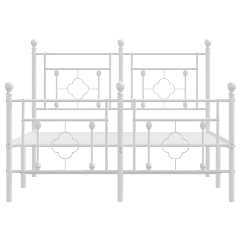 vidaXL Metal Bed Frame without Mattress with Footboard White 120x190cm