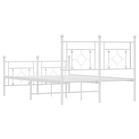 vidaXL Metal Bed Frame without Mattress with Footboard White 120x190cm