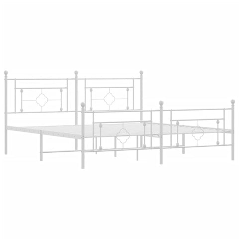 vidaXL Metal Bed Frame without Mattress with Footboard White 183x213cm