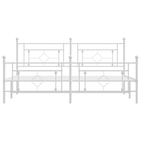 vidaXL Metal Bed Frame without Mattress with Footboard White 183x213cm
