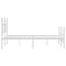 vidaXL Metal Bed Frame without Mattress with Footboard White 183x213cm