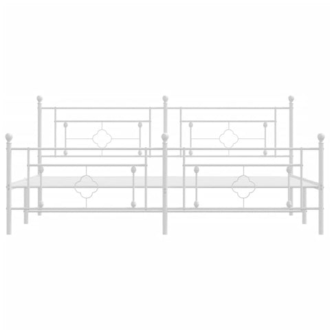vidaXL Metal Bed Frame without Mattress with Footboard White 200x200cm