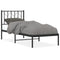 vidaXL Metal Bed Frame without Mattress with Headboard Black 75x190cm