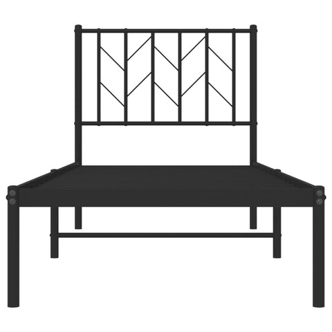 vidaXL Metal Bed Frame without Mattress with Headboard Black 75x190cm