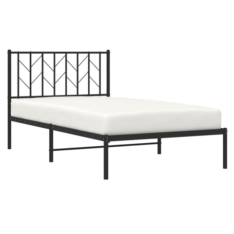 vidaXL Metal Bed Frame without Mattress with Headboard Black 100x190cm