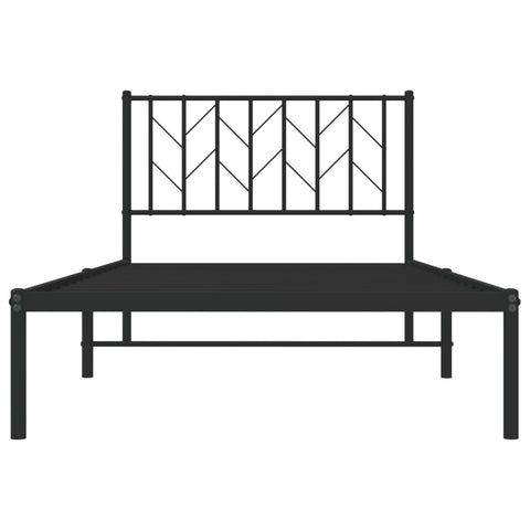 vidaXL Metal Bed Frame without Mattress with Headboard Black 100x190cm