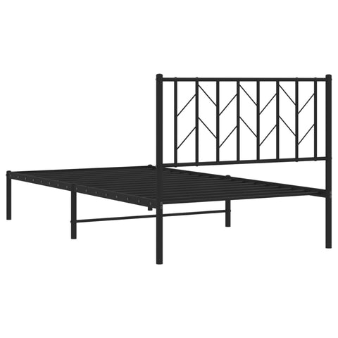 vidaXL Metal Bed Frame without Mattress with Headboard Black 100x190cm