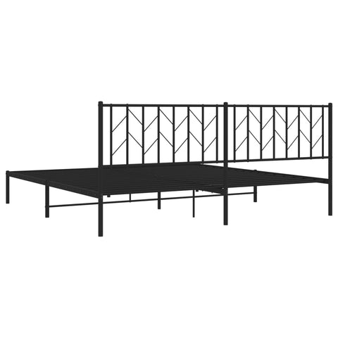 vidaXL Metal Bed Frame without Mattress with Headboard Black 200x200cm